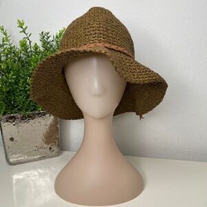Staring at Stars Crochet Straw Hat Khaki Braided Band Bucket Hat Boho Beach